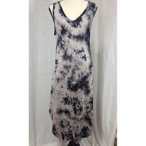 Livi By Olivia Rae Gray Marble Curved Hem Sun Dress Size M Boho Casual Summer